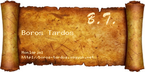 Boros Tardos névjegykártya